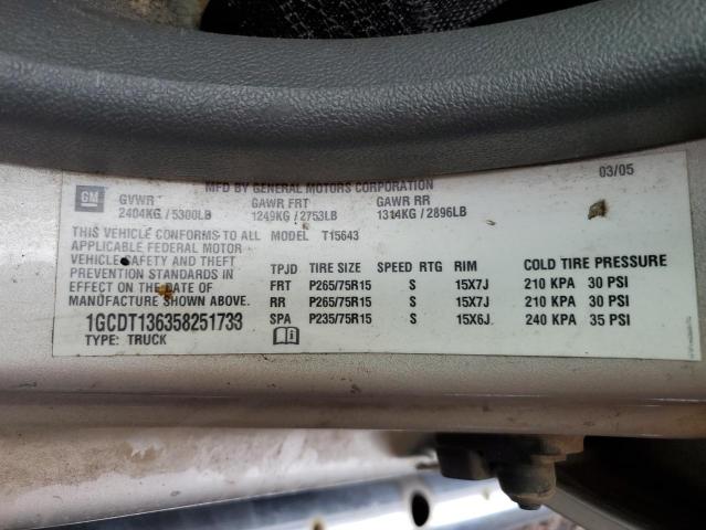 Photo 10 from auction – 2005 CHEVROLET COLORADO with VIN 1GCDT136358251733