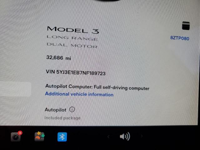 Photo 9 from auction – 2022 TESLA MODEL 3 with VIN 5YJ3E1EB7NF189723