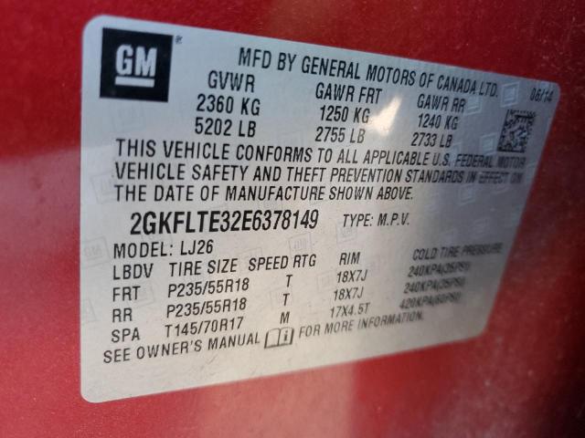 Photo 14 from auction – 2014 GMC TERRAIN SL with VIN 2GKFLTE32E6378149