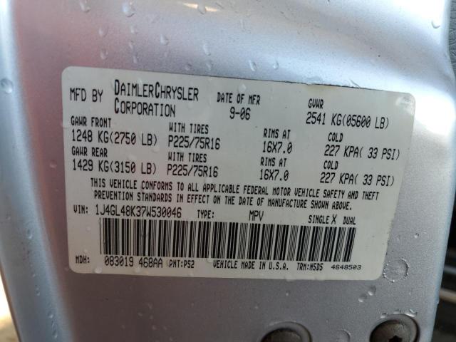 Photo 14 from auction – 2007 JEEP LIBERTY SP with VIN 1J4GL48K37W530046