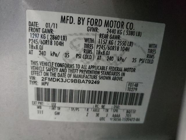 Photo 14 from auction – 2011 FORD EDGE SEL with VIN 2FMDK3JC9BBA79249