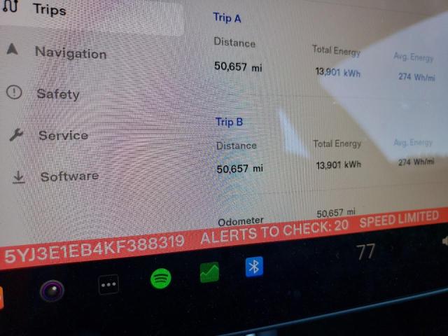 Photo 9 from auction – 2019 TESLA MODEL 3 with VIN 5YJ3E1EB4KF388319