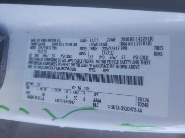 Photo 14 from auction – 2016 FORD ESCAPE SE with VIN 1FMCU0GX7GUB76028