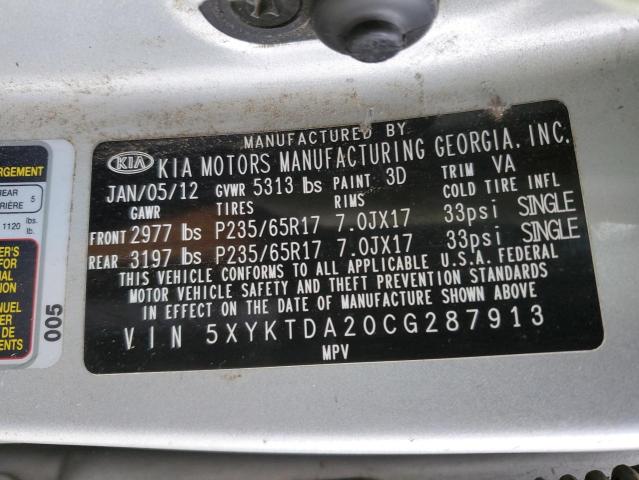 Photo 14 from auction – 2012 KIA SORENTO BA with VIN 5XYKTDA20CG287913