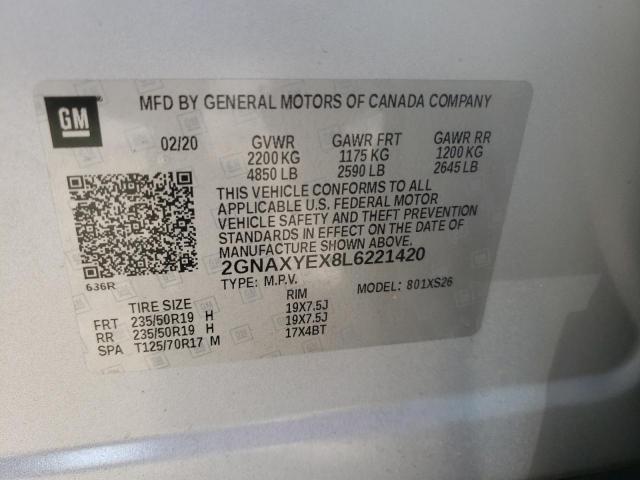 Photo 14 from auction – 2020 CHEVROLET EQUINOX PR with VIN 2GNAXYEX8L6221420