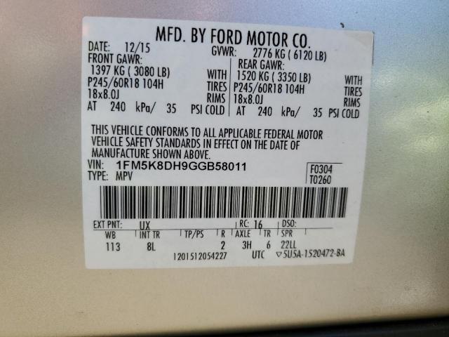 Photo 14 from auction – 2016 FORD EXPLORER X with VIN 1FM5K8DH9GGB58011