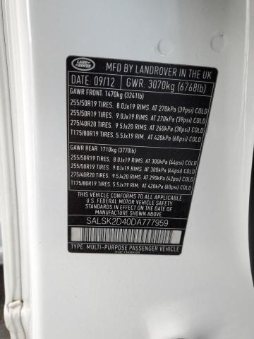 Photo 14 from auction – 2013 LAND ROVER RANGE ROVE with VIN SALSK2D40DA777959