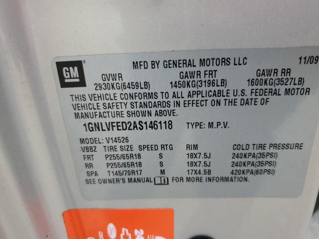 Photo 14 from auction – 2010 CHEVROLET TRAVERSE L with VIN 1GNLVFED2AS146118