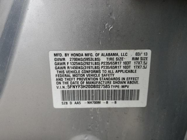 Photo 14 from auction – 2013 HONDA PILOT LX with VIN 5FNYF3H20DB027585