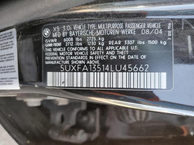 Photo 14 from auction – 2004 BMW X5 with VIN 5UXFA13514LU45662