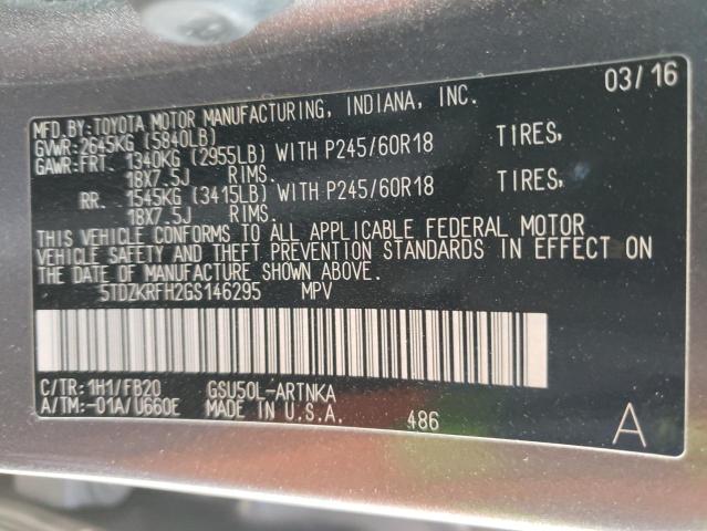 Zdjęcie 14 z aukcji – 2016 TOYOTA HIGHLANDER z VIN 5TDZKRFH2GS146295