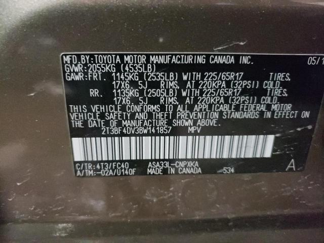 Photo 10 from auction – 2011 TOYOTA RAV4 with VIN 2T3BF4DV3BW141857