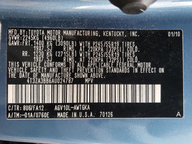 Photo 14 from auction – 2010 TOYOTA VENZA with VIN 4T3ZA3BB6AU024787