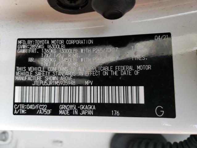 Photo 14 from auction – 2021 TOYOTA 4RUNNER SR with VIN JTEPU5JR1M5935948
