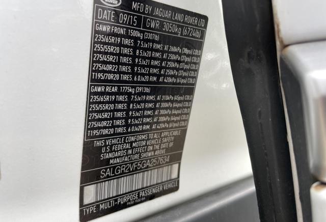 Photo 10 from auction – 2016 LAND ROVER RANGE ROVE with VIN SALGR2VF5GA257634