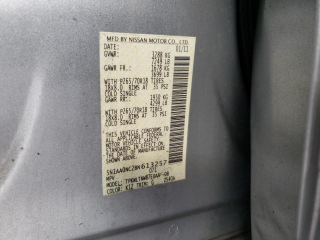Photo 14 from auction – 2011 NISSAN ARMADA SV with VIN 5N1AA0NC2BN613257