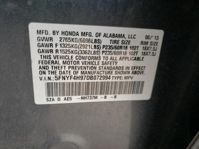 Photo 14 from auction – 2013 HONDA PILOT TOUR with VIN 5FNYF4H97DB072994