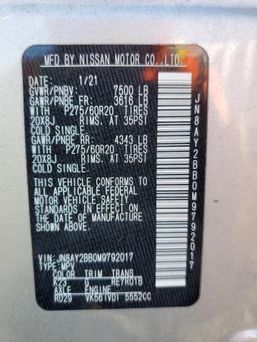 Photo 14 from auction – 2021 NISSAN ARMADA SL with VIN JN8AY2BB0M9792017