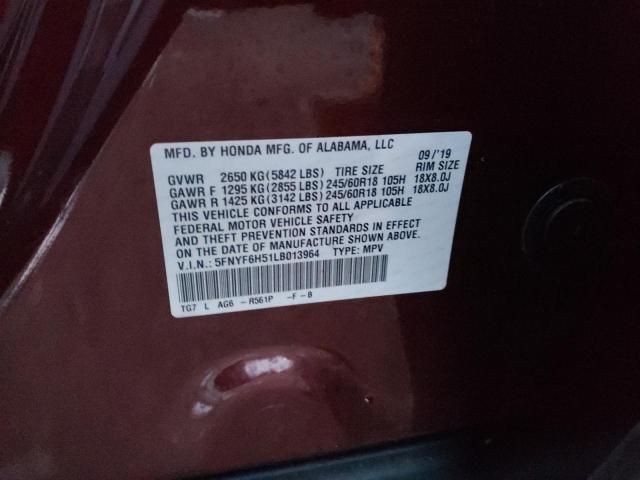 Photo 14 from auction – 2020 HONDA PILOT EXL with VIN 5FNYF6H51LB013964