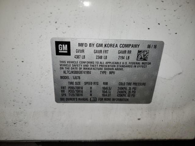 Photo 14 from auction – 2016 CHEVROLET TRAX LS with VIN KL7CJNSB8GB741904
