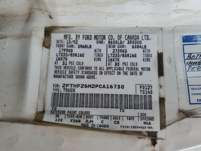 Photo 14 from auction – 1993 FORD F250 with VIN 2FTHF26M2PCA16730