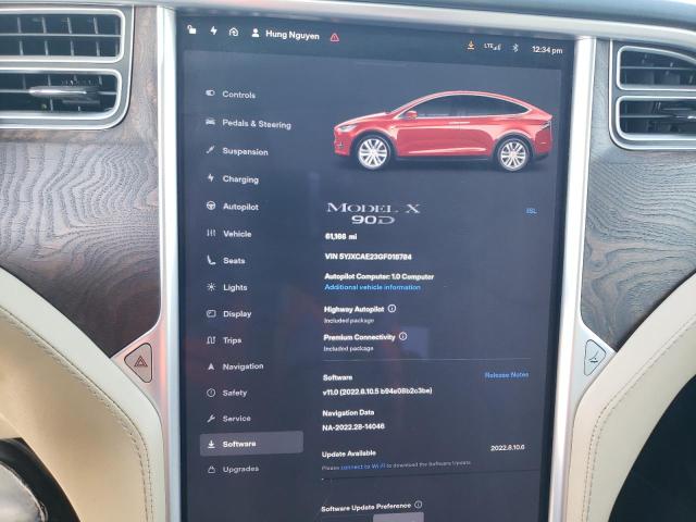 Photo 9 from auction – 2016 TESLA MODEL X with VIN 5YJXCAE23GF018784