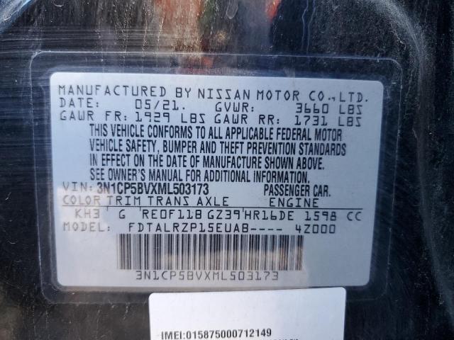 Photo 14 from auction – 2021 NISSAN KICKS S with VIN 3N1CP5BVXML503173