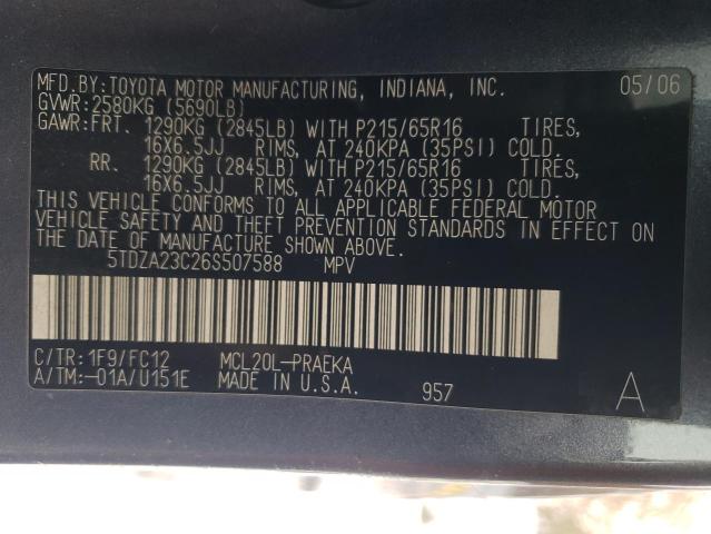 Photo 14 from auction – 2006 TOYOTA SIENNA CE with VIN 5TDZA23C26S507588