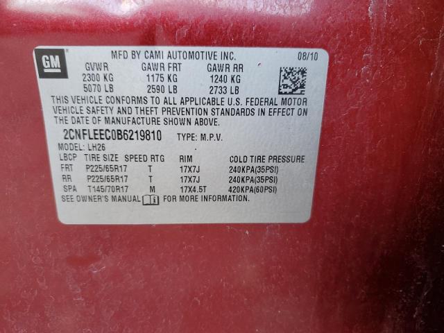 Photo 14 from auction – 2011 CHEVROLET EQUINOX LT with VIN 2CNFLEEC0B6219810