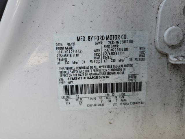 Photo 14 from auction – 2021 FORD EXPLORER with VIN 1FMSK7BH6MGB57636