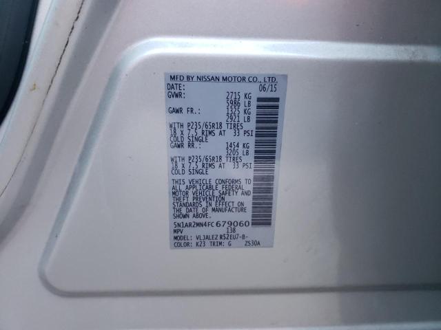 Photo 14 from auction – 2015 NISSAN PATHFINDER with VIN 5N1AR2MN4FC679060