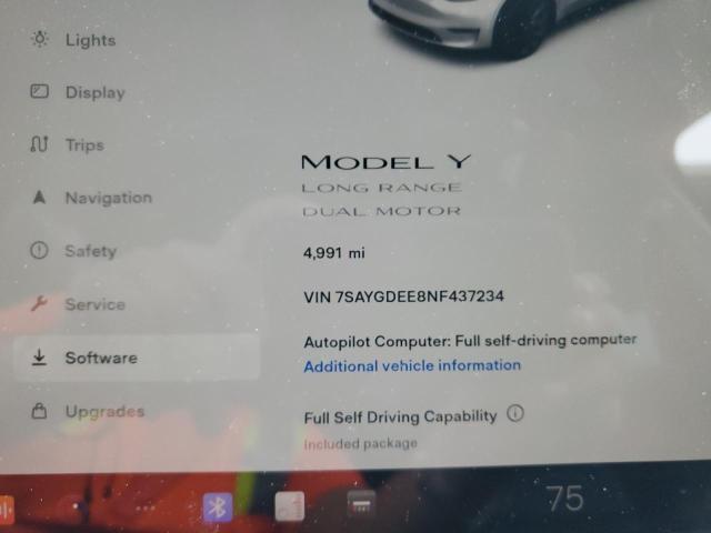 Photo 9 from auction – 2022 TESLA MODEL Y with VIN 7SAYGDEE8NF437234