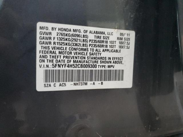 Photo 14 from auction – 2012 HONDA PILOT EXL with VIN 5FNYF4H52CB009300