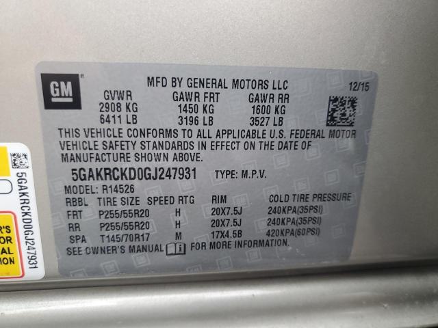 Photo 14 from auction – 2016 BUICK ENCLAVE with VIN 5GAKRCKD0GJ247931