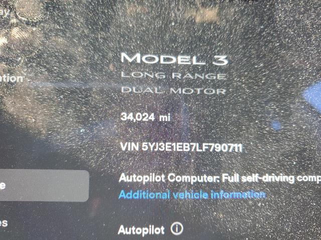 Photo 9 from auction – 2020 TESLA MODEL 3 with VIN 5YJ3E1EB7LF790711