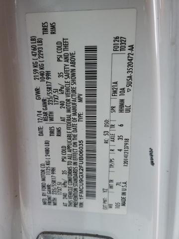 Photo 14 from auction – 2015 FORD ESCAPE SE with VIN 1FMCU9GX2FUB06035