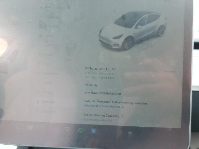 Photo 9 from auction – 2022 TESLA MODEL Y with VIN 7SAYGDEE9NF376153