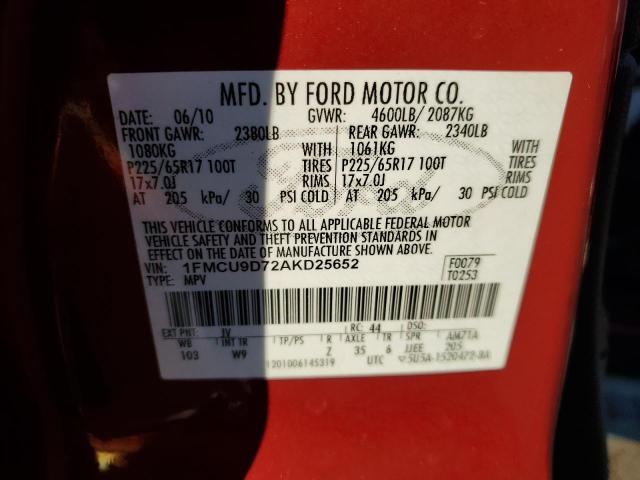 Фото 14 с аукциона – 2010 FORD ESCAPE XLT с VIN 1FMCU9D72AKD25652