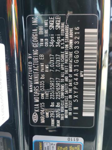 Photo 14 from auction – 2016 KIA SORENTO LX with VIN 5XYPG4A31GG033216