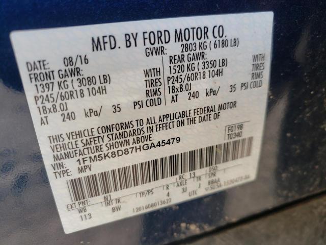 Photo 14 from auction – 2017 FORD EXPLORER X with VIN 1FM5K8D87HGA45479