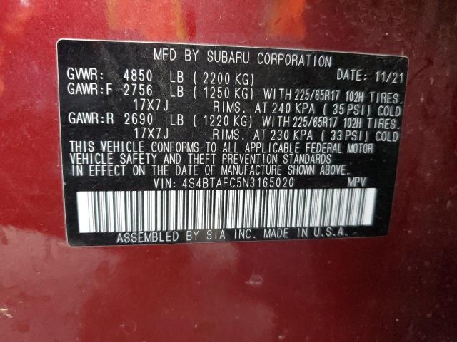 Photo 14 from auction – 2022 SUBARU OUTBACK PR with VIN 4S4BTAFC5N3165020