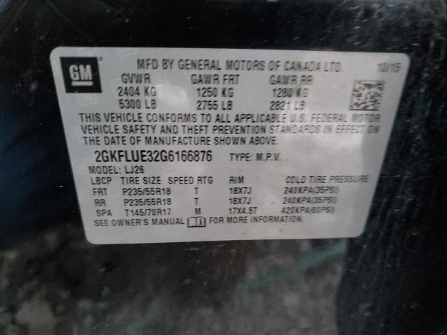 Photo 14 from auction – 2016 GMC TERRAIN SL with VIN 2GKFLUE32G6166876