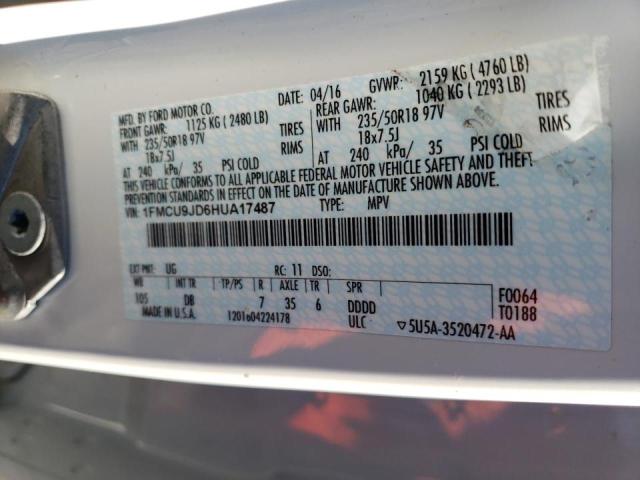 Photo 14 from auction – 2017 FORD ESCAPE TIT with VIN 1FMCU9JD6HUA17487