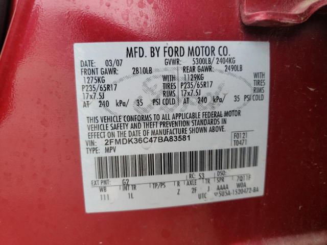 Photo 14 from auction – 2007 FORD EDGE SE with VIN 2FMDK36C47BA83581