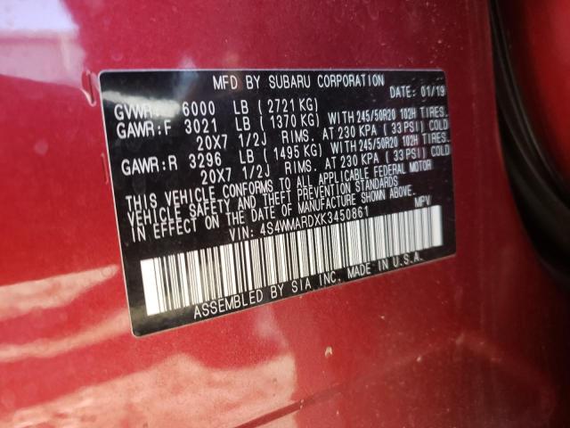 Photo 14 from auction – 2019 SUBARU ASCENT with VIN 4S4WMARDXK3450861
