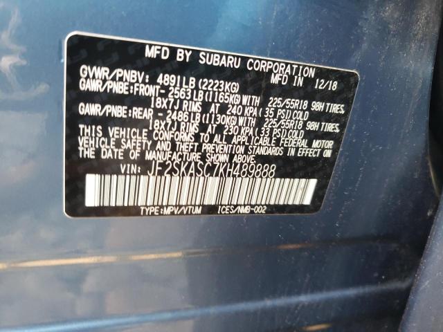 Photo 14 from auction – 2019 SUBARU FORESTER L with VIN JF2SKASC7KH489888