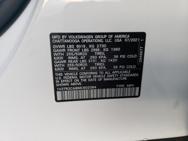 Photo 14 from auction – 2021 VOLKSWAGEN ATLAS SEL with VIN 1V2TR2CA8MC602084