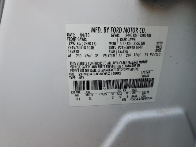 Photo 14 from auction – 2013 FORD EDGE SEL with VIN 2FMDK3JC8DBC16992