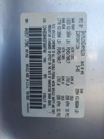 Photo 14 from auction – 2005 DODGE DURANGO ST with VIN 1D4HB38N65F600740