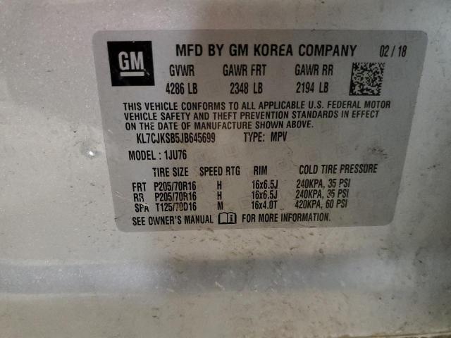 Photo 14 from auction – 2018 CHEVROLET TRAX LS with VIN KL7CJKSB5JB645699